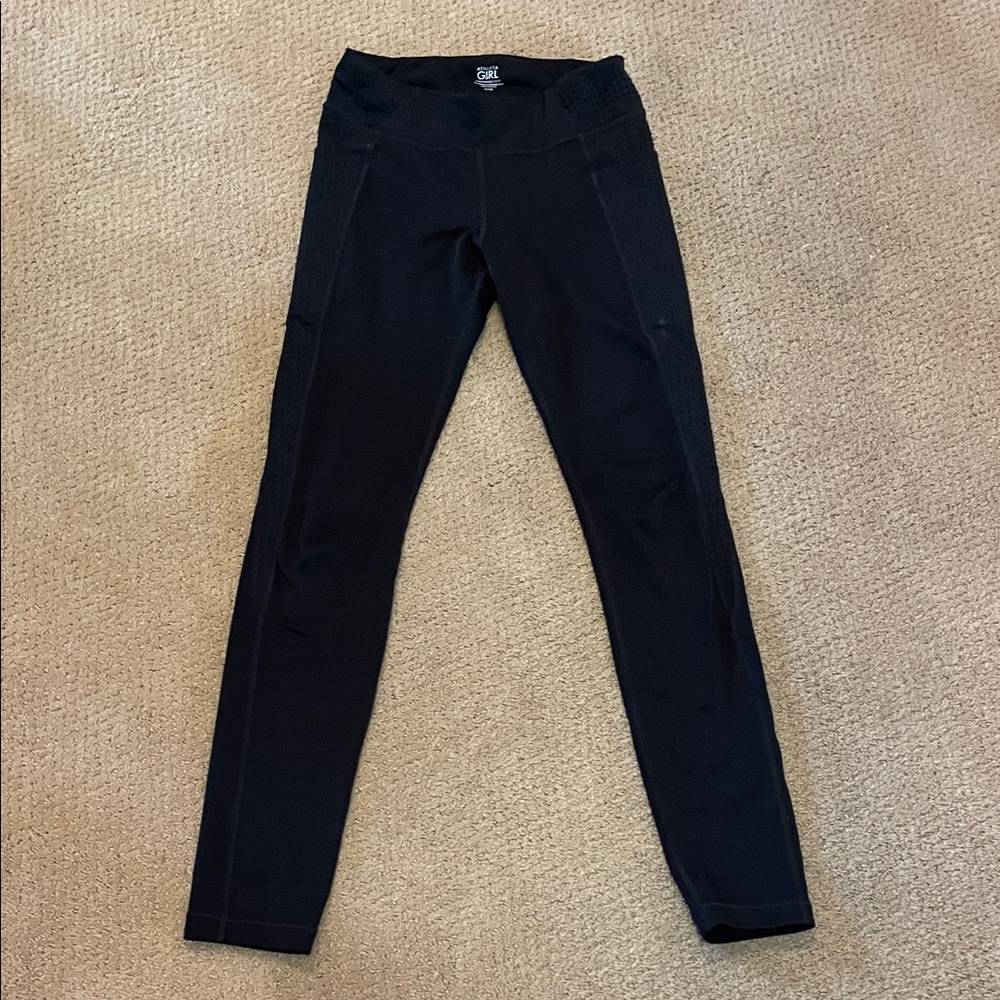 Athleta Girls Black High-Waist Athletic Leggings